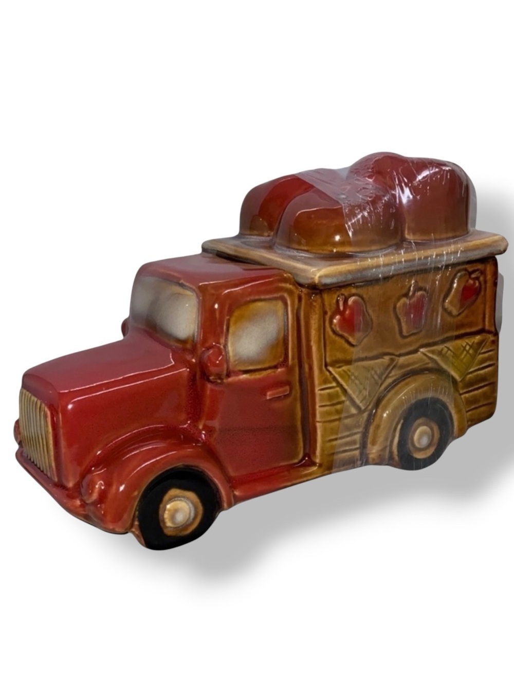 Farm Apple Truck Ceramic Jar Canister Vintage Retro Farmhouse Truck Multicolor